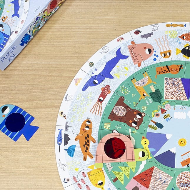 Goula Puzzle Okrągłe XXL Odkryj Zwierzęta 2+