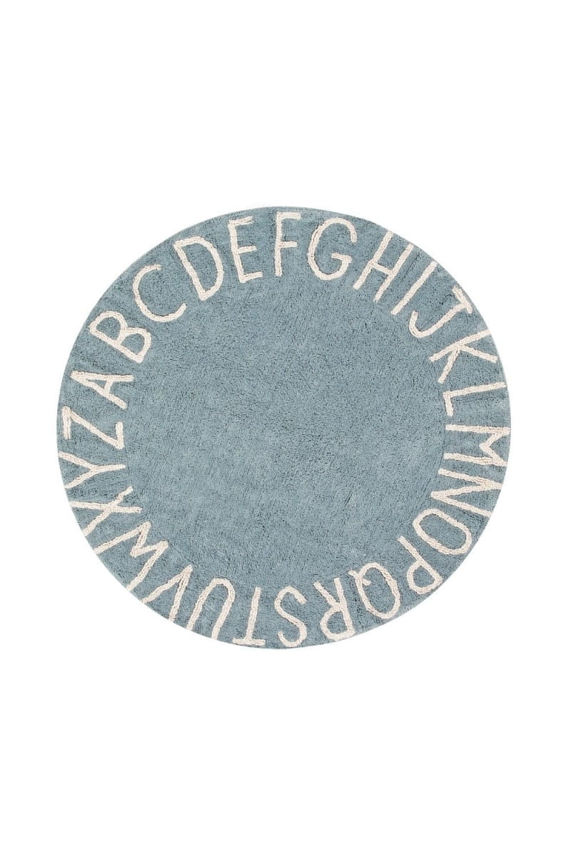 Lorena Canals Dywan bawełniany Round ABC Vintage Azul Natural Ø 150 cm