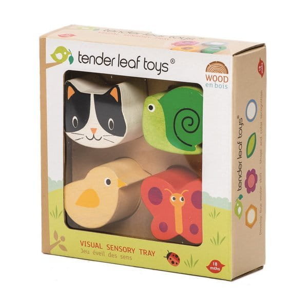 Tender Leaf Toys, Drewniana zabawka sensoryczna - Zwierzęta - kształty i faktury