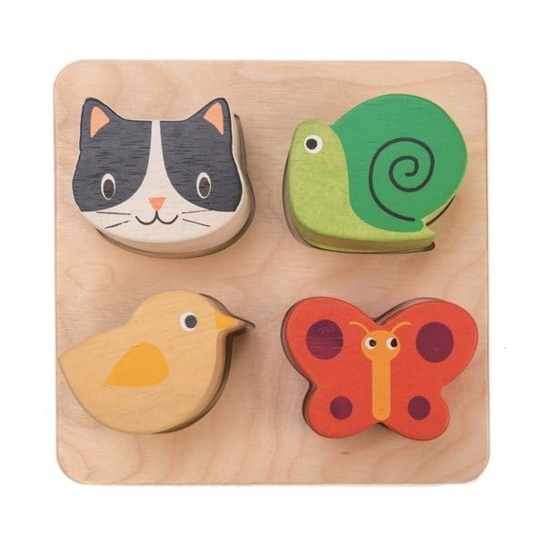 Tender Leaf Toys, Drewniana zabawka sensoryczna - Zwierzęta - kształty i faktury