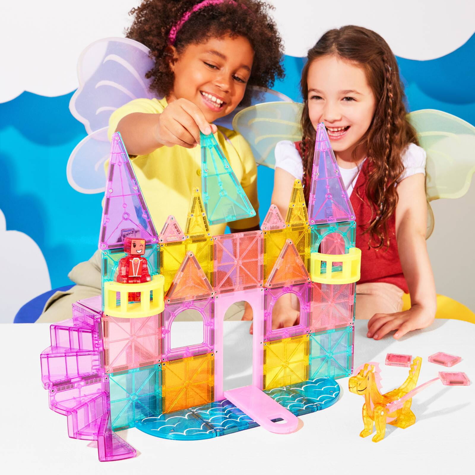 Magna-Tiles Klocki Magnetyczne z Mostem i Smokiem 48el 3+