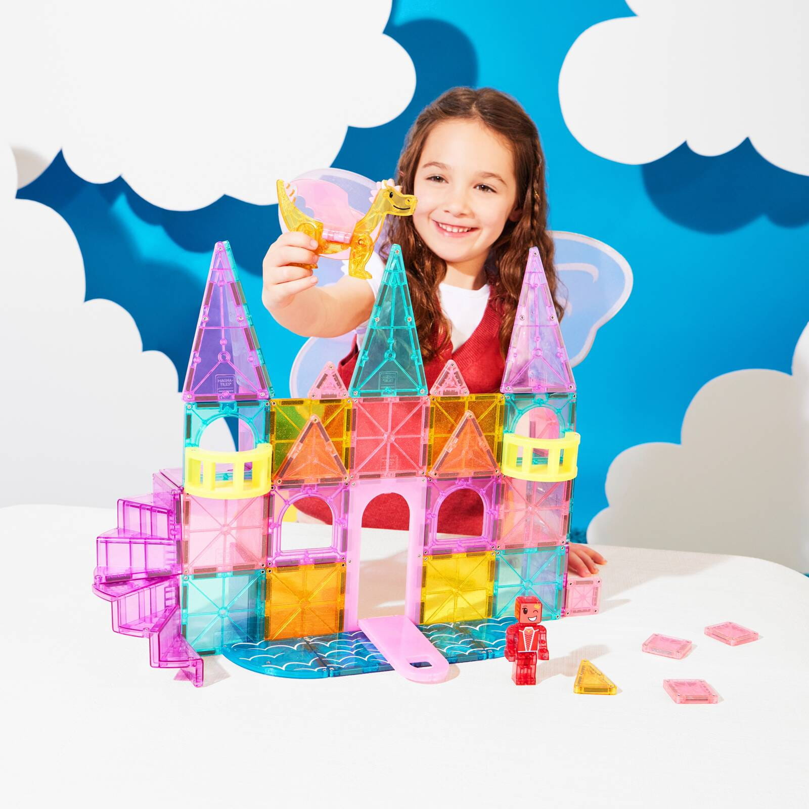 Magna-Tiles Klocki Magnetyczne z Mostem i Smokiem 48el 3+