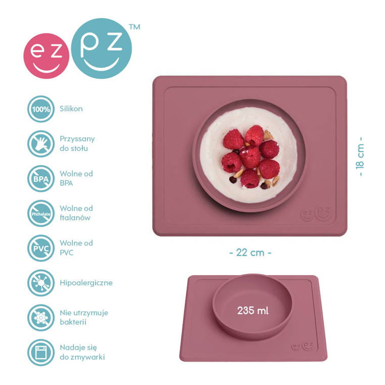 EZPZ Mini Bowl Miska z Podkładką Silikonowa Niemowląt Mauve