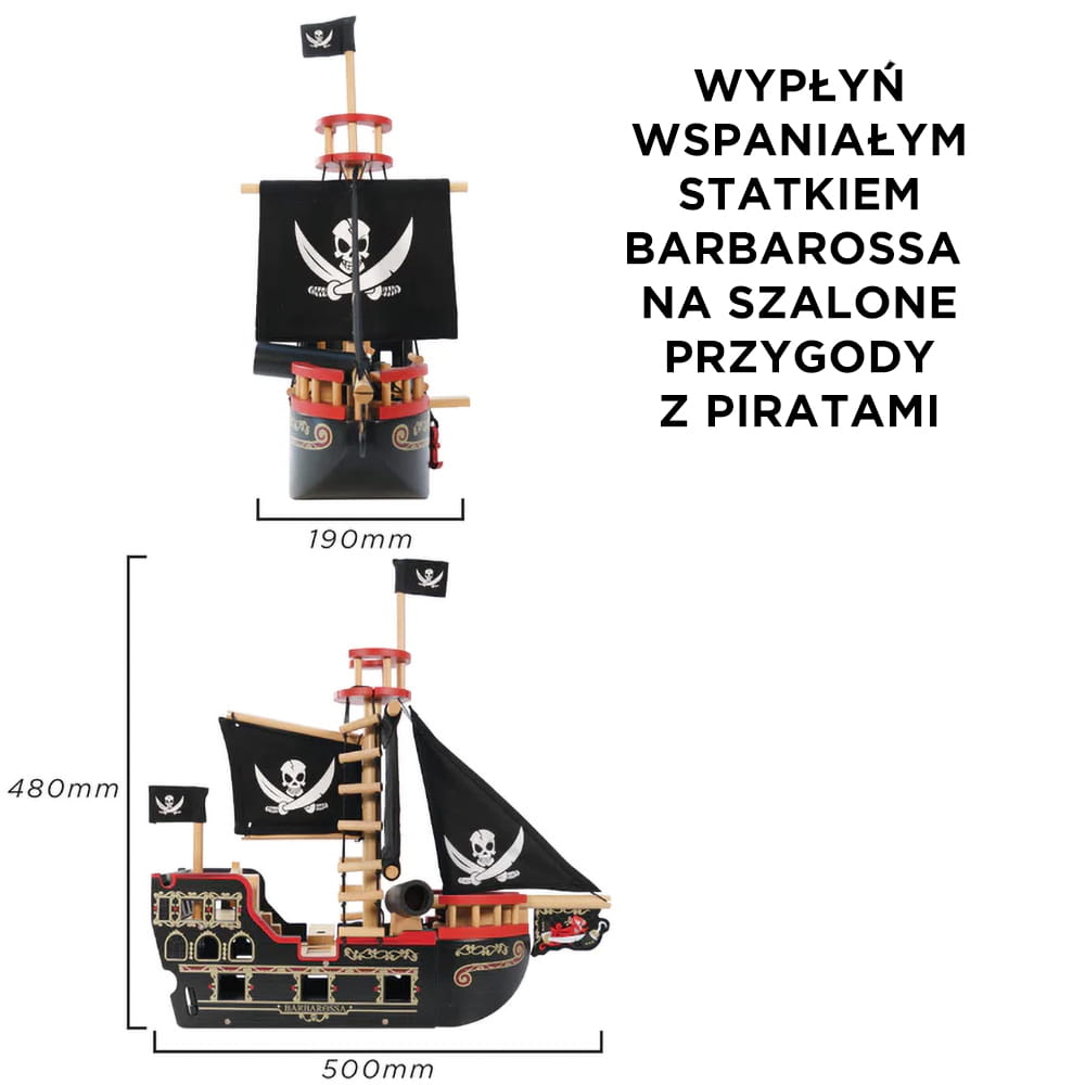 Le Toy Van Drewniany statek piracki Barbarossa FSC 3+