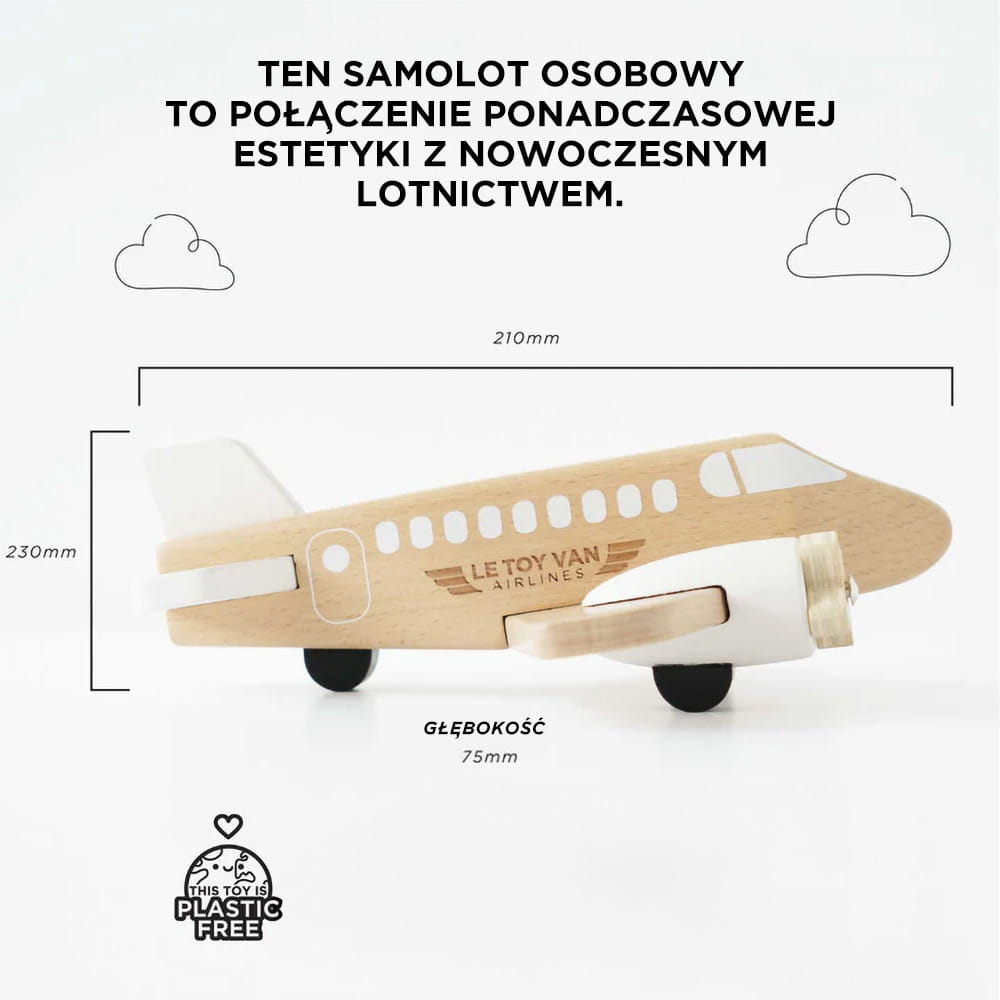Le Toy Van Drewniany Samolot Ruchome Śmigła 2+