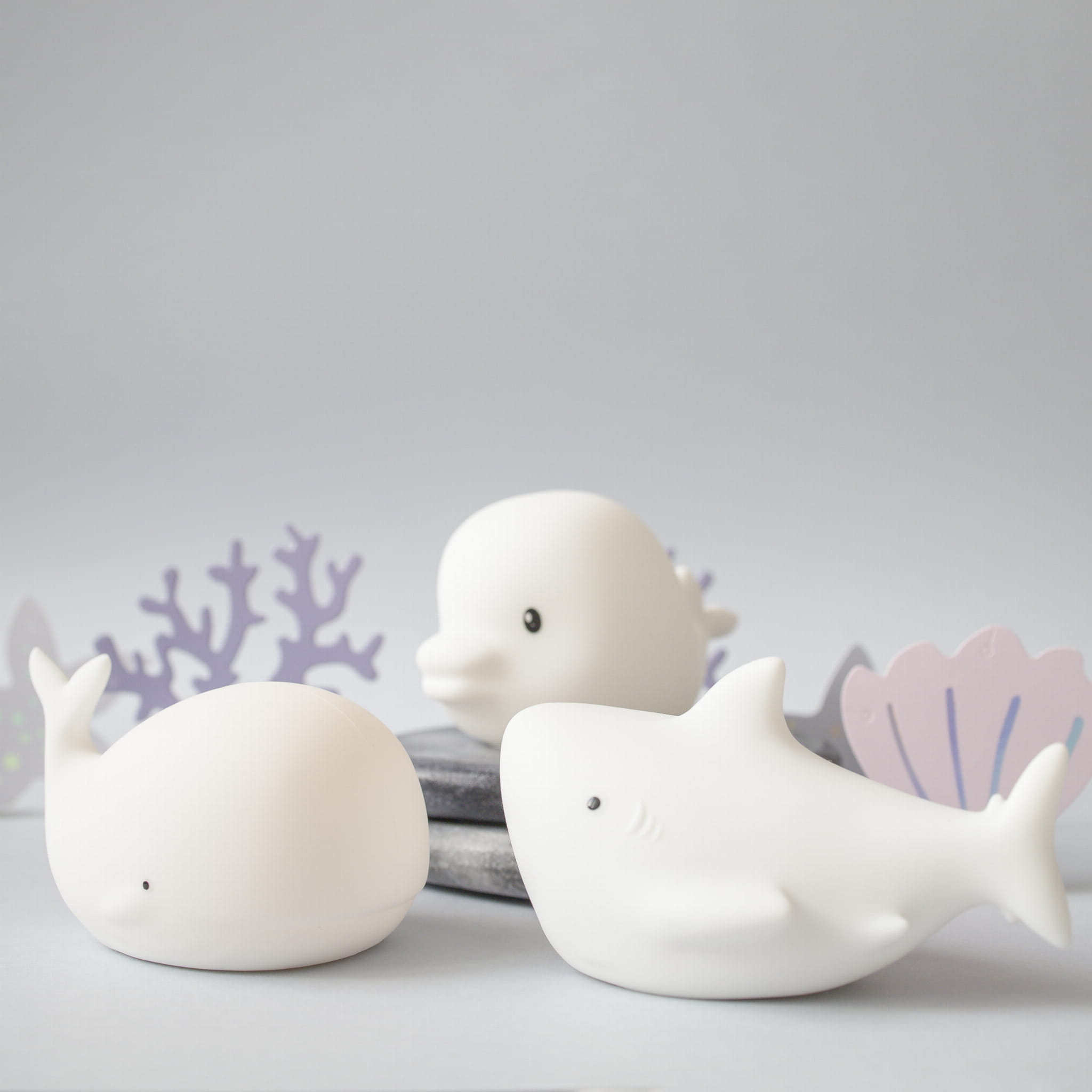 Rabbit&Friends, Zestaw 3 silikonowych lampek białych Morskie