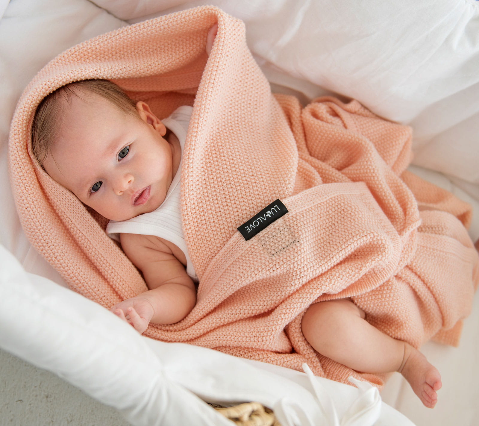 Lullalove, Kocyk otulacz merino PREMIUM brzoskwiniowy