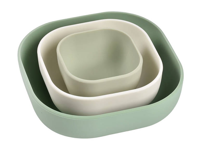 Beaba, Zestaw 3 miseczek z silikonu  Sage green, Cotton, Misty green