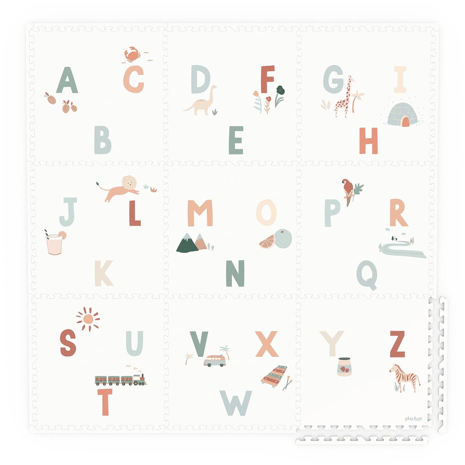 Play & Go, Dwustronna mata piankowa puzzle i pudełko na zabawki 2w1 Alfabrt