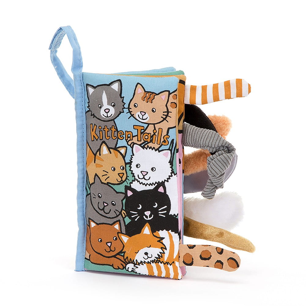 Jellycat, książeczka sensoryczna z ogonkami kotków