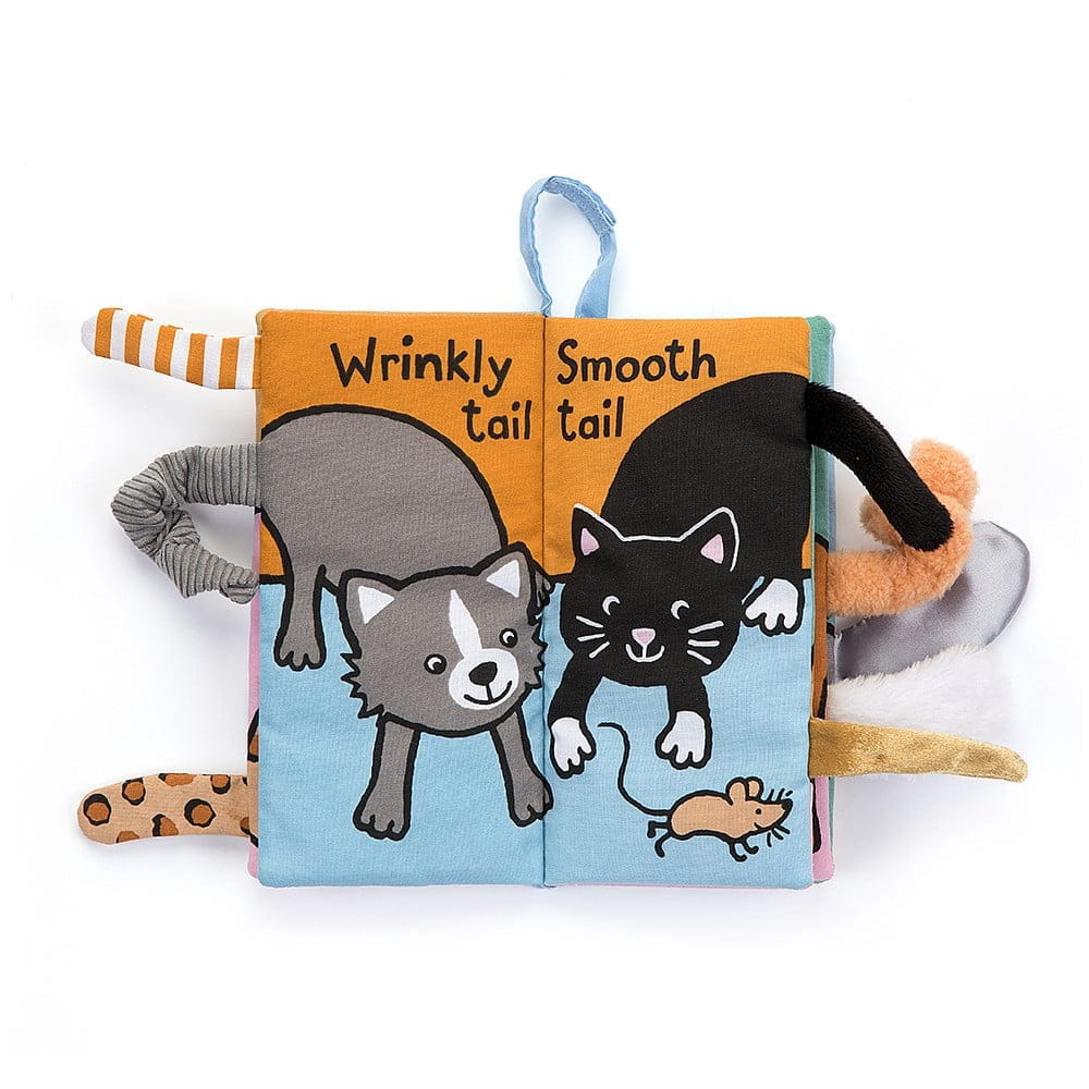 Jellycat, książeczka sensoryczna z ogonkami kotków
