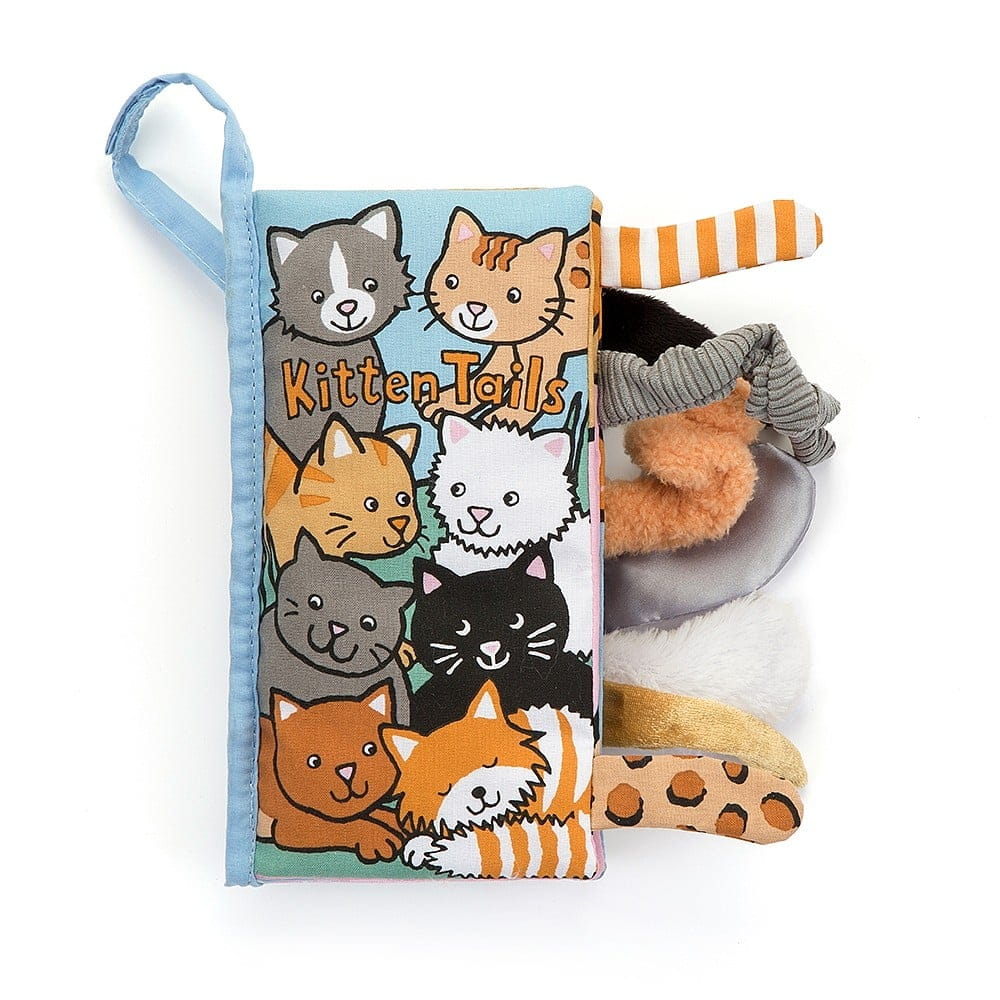 Jellycat, książeczka sensoryczna z ogonkami kotków