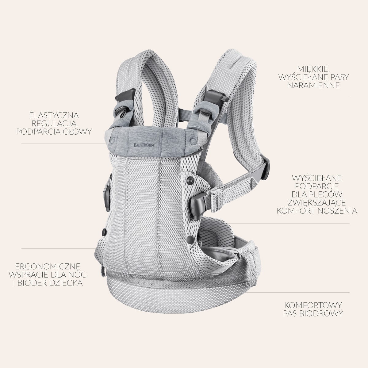 BabyBjorn Nosidełko Harmony 3D Mesh Zgaszony Róż 0–3
