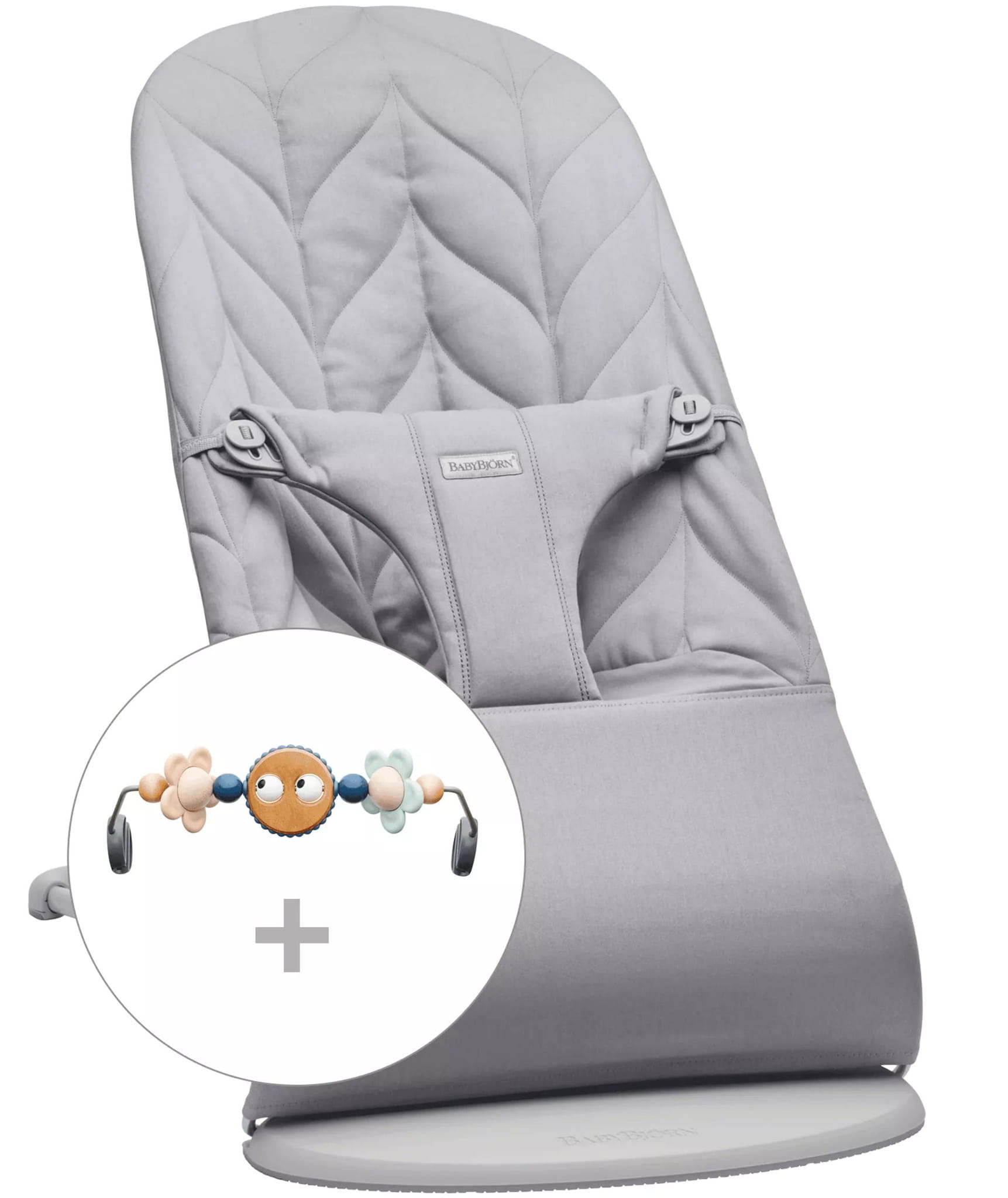 BabyBjorn Leżaczek Bliss Woven Jasnoszary + Zabawka