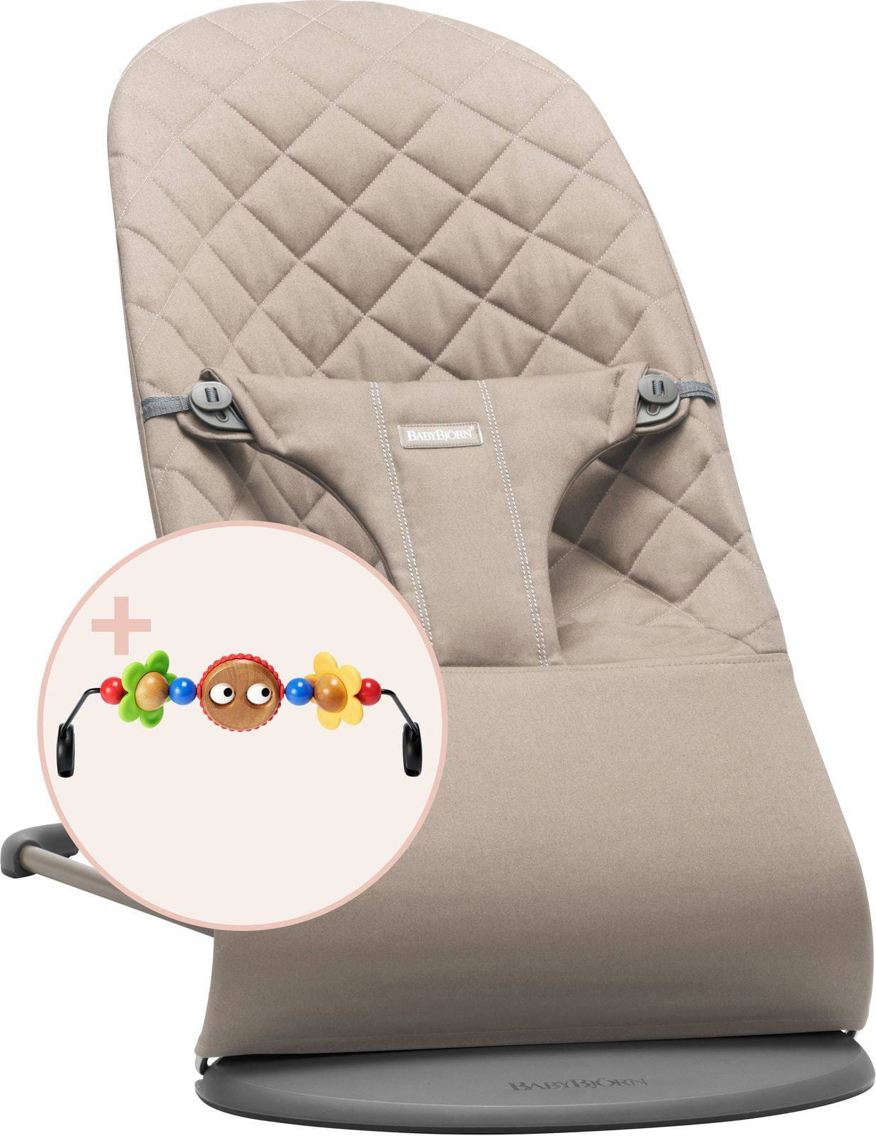 BabyBjorn Leżaczek Bliss Woven Piaskowoszary + Zabawka