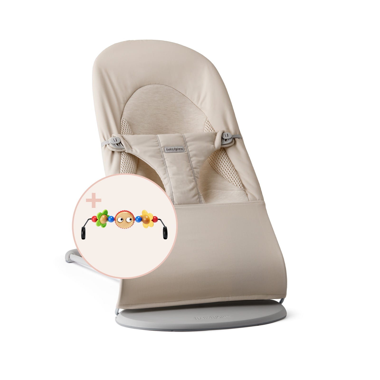 BabyBjorn Leżaczek Balance Soft Tri Fabric Jasny Beż + Zabawka