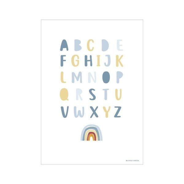 Little Dutch Plakat A3 Tęcza Alfabet Błękit