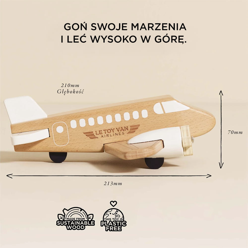 Le Toy Van Drewniany Samolot Ruchome Śmigła 2+