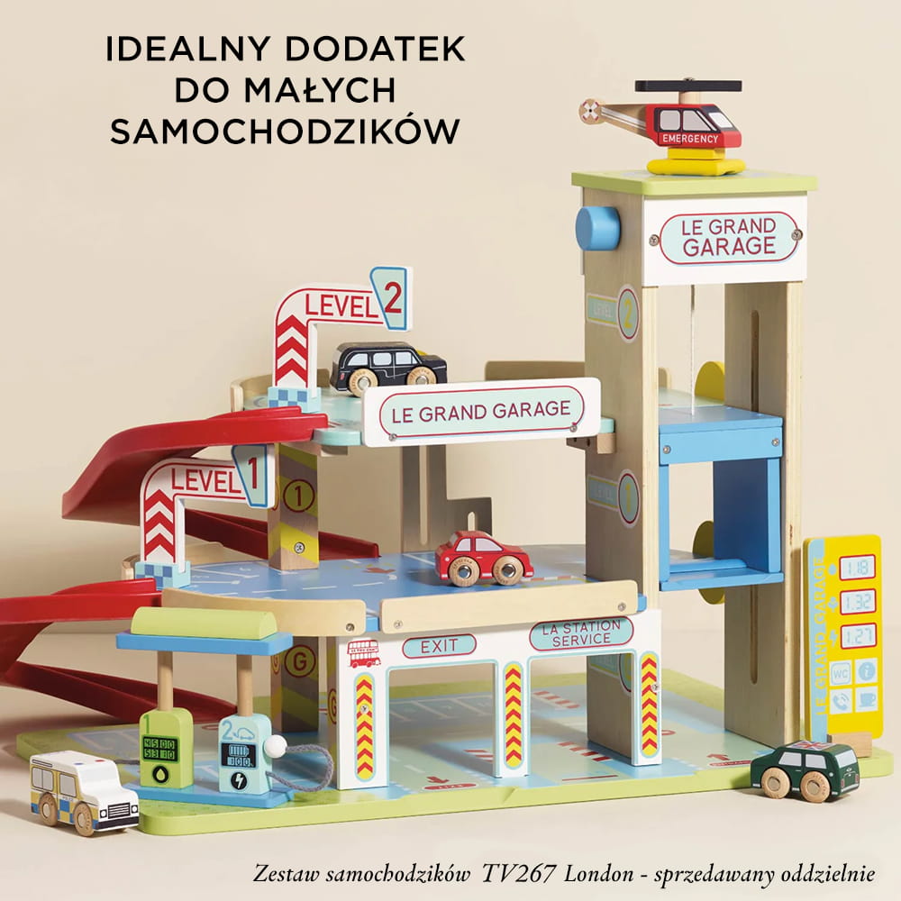 Le Toy Van Wielopoziomowy Garaż Drewniany Le Grand Garage 3+