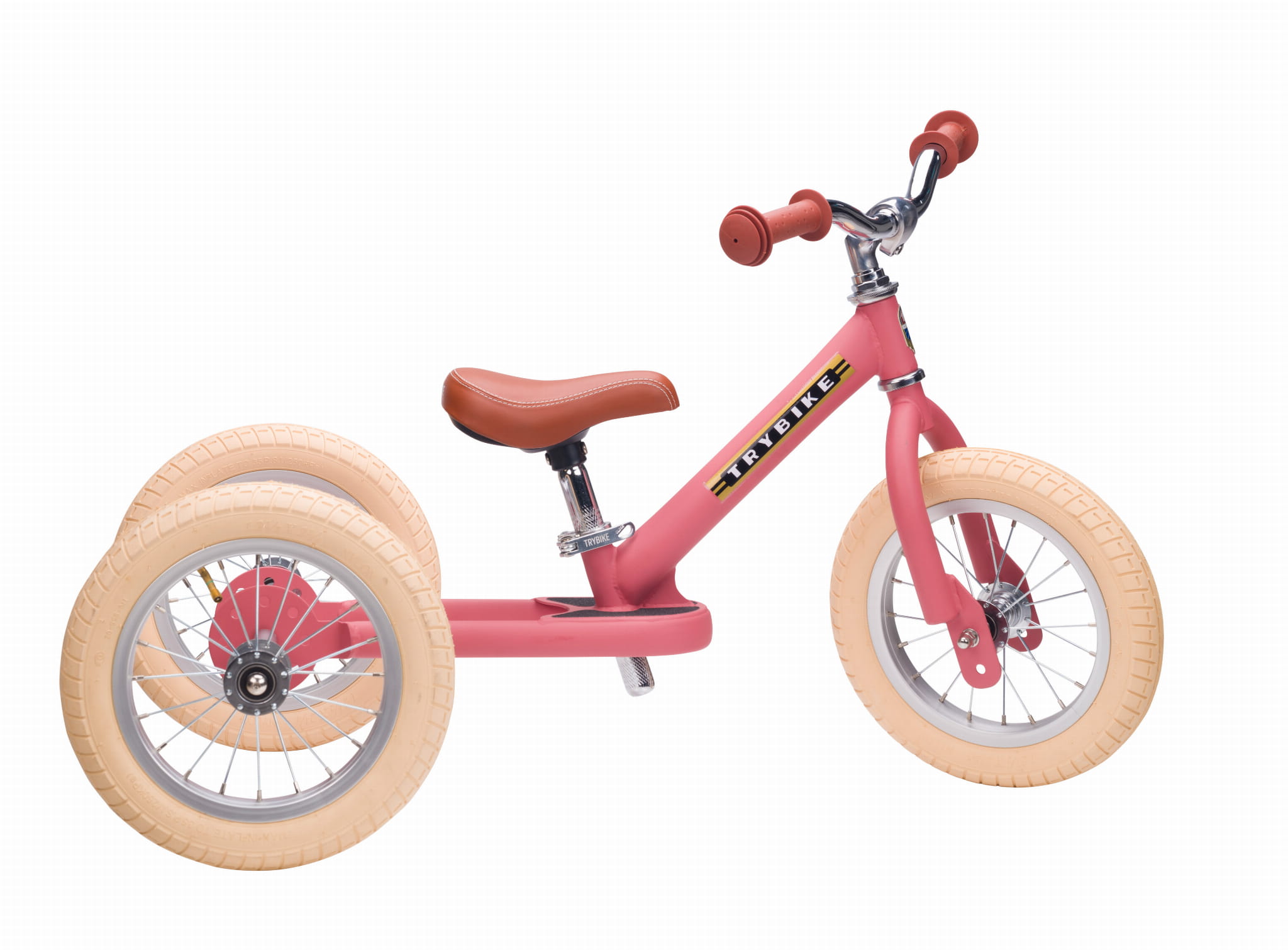 Trybike Pierwszy rowerek trójkołowy dziecięcy biegowy 2w1 różowy matowy 