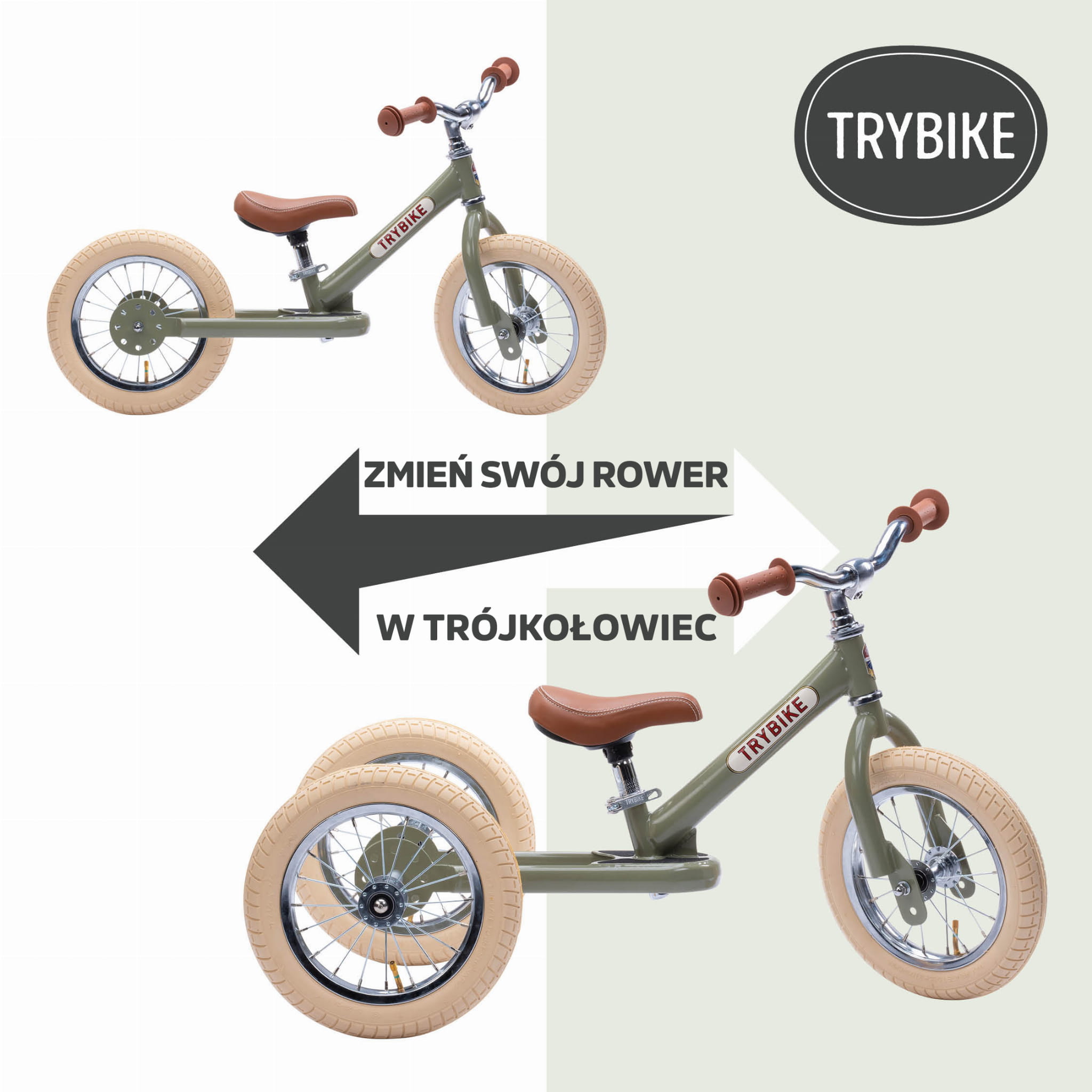 Trybike Pierwszy rowerek trójkołowy dziecięcy biegowy 2w1 różowy matowy 