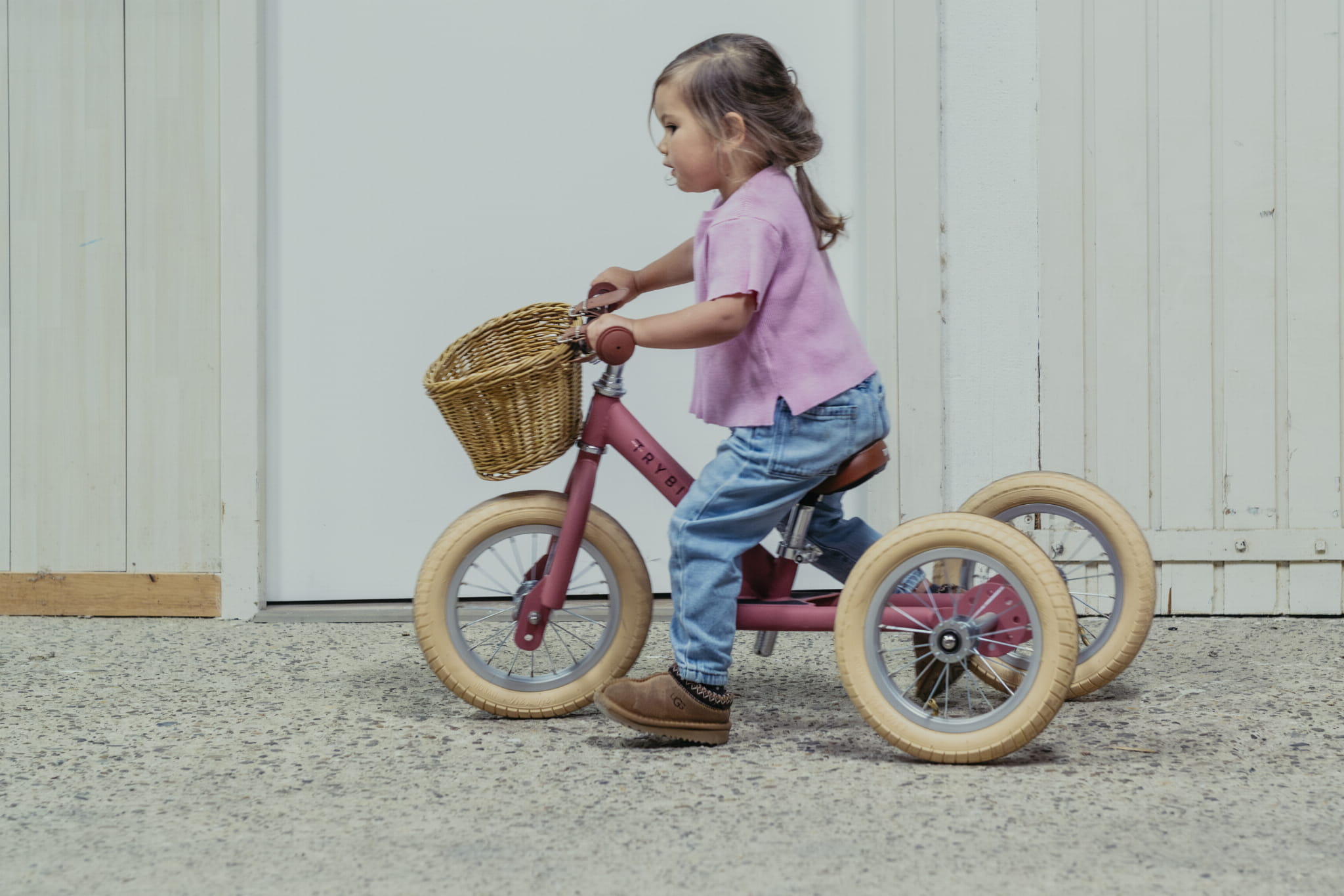 Trybike Pierwszy rowerek trójkołowy dziecięcy biegowy 2w1 różowy matowy 