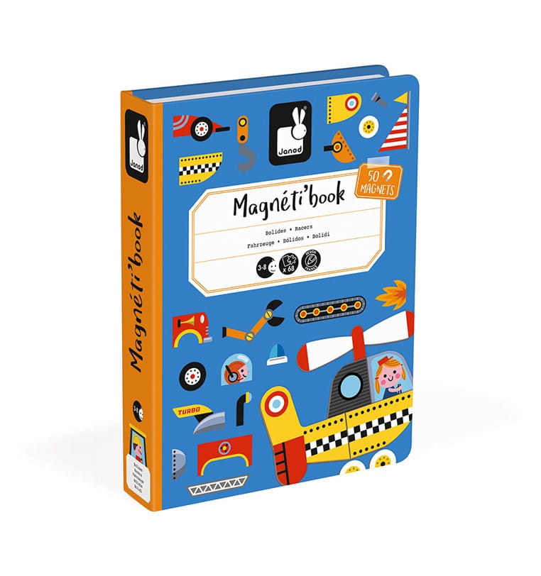 Janod Magnetibook Układanka Magnetyczna Pojazdy dla Dzieci 3+ | 47 Elementów