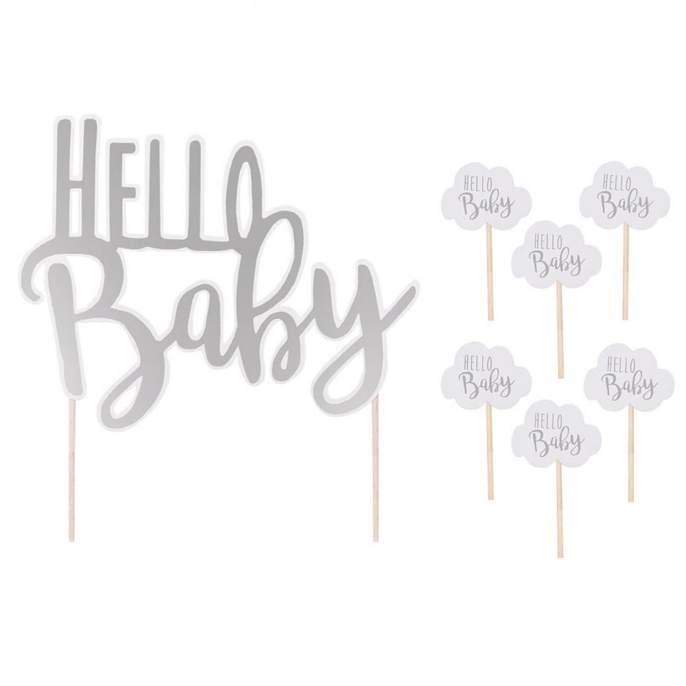JaBaDaBaDo Pikiery i dekoracja "Hello Baby" na Baby Shower 