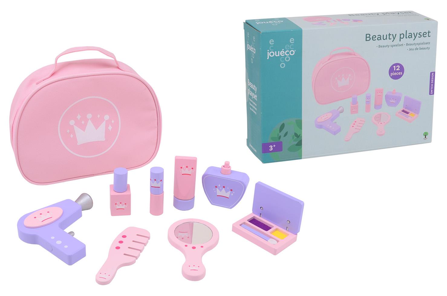 Joueco Drewniany Zestaw Beauty z Kosmetyczką 3+