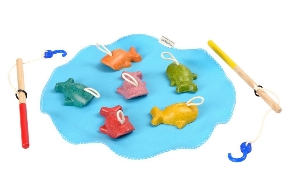 Plan Toys Drewniane Wędkarstwo dla Dzieci 3+ | Zabawka Edukacyjna 6 Rybek