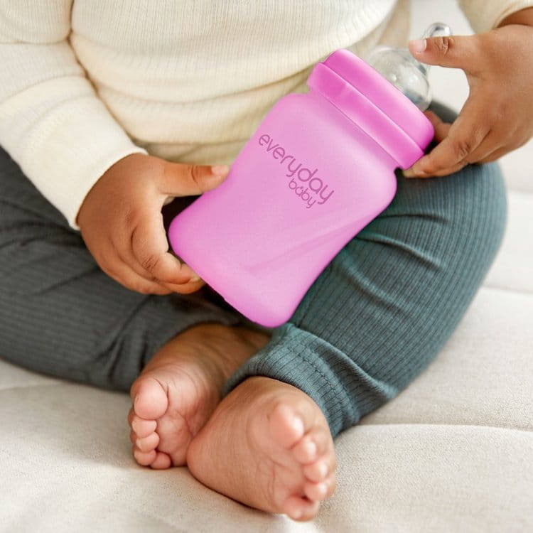 Everyday Baby Szklana Butelka Reagująca na Temperaturę 150 ml S - Wiśniowa