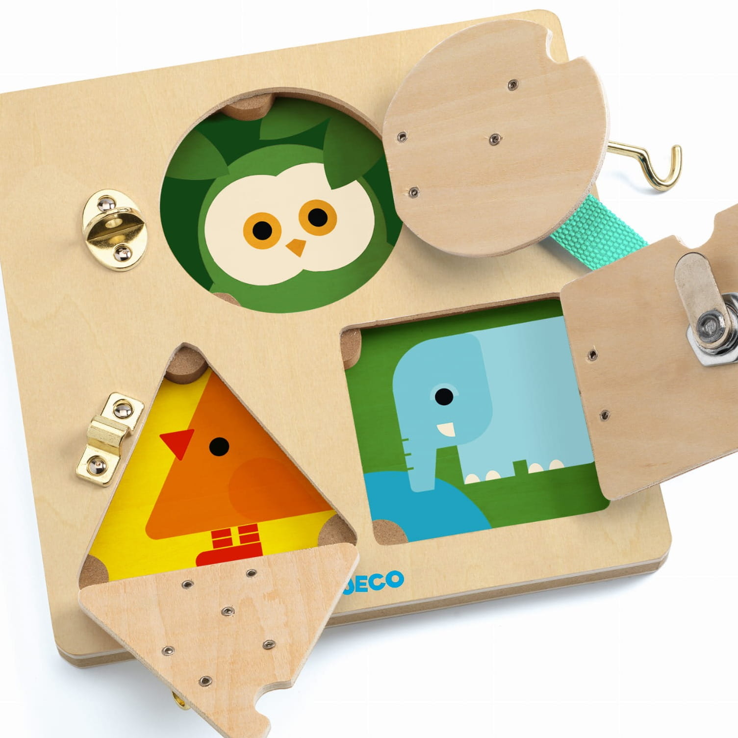 Djeco LockBasic Drewniana Tabliczka Manualna 3+ Motoryka Mała Montessori