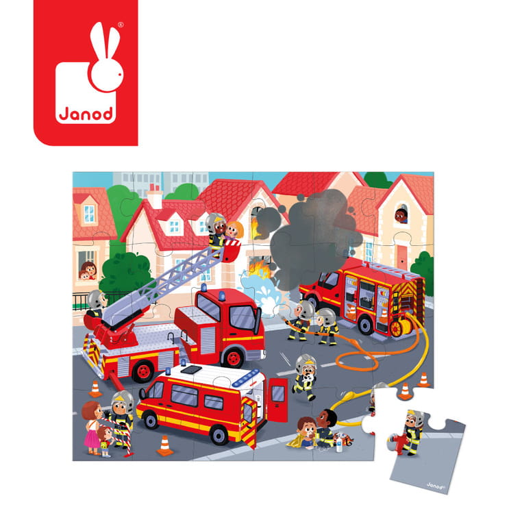 Janod Puzzle w Walizce Strażacy 24 Elementy 3+