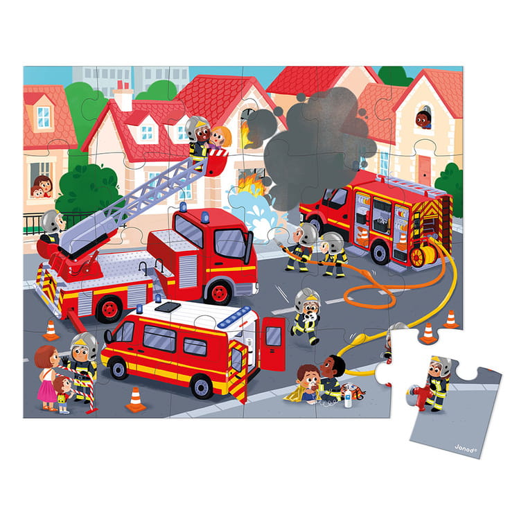 Janod Puzzle w Walizce Strażacy 24 Elementy 3+