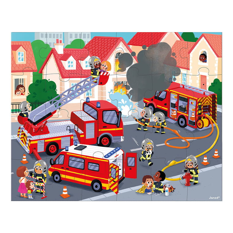 Janod Puzzle w Walizce Strażacy 24 Elementy 3+
