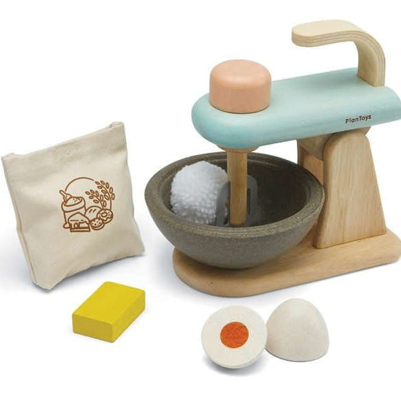 Drewniany Mikser Plan Toys – Zabawka Kuchenna dla Dzieci 2+ (5 el.)