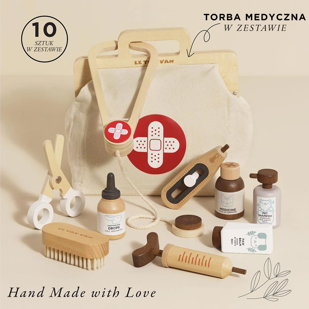 Le Toy Van – Drewniany zestaw lekarza weterynarza FSC dla dzieci 3+