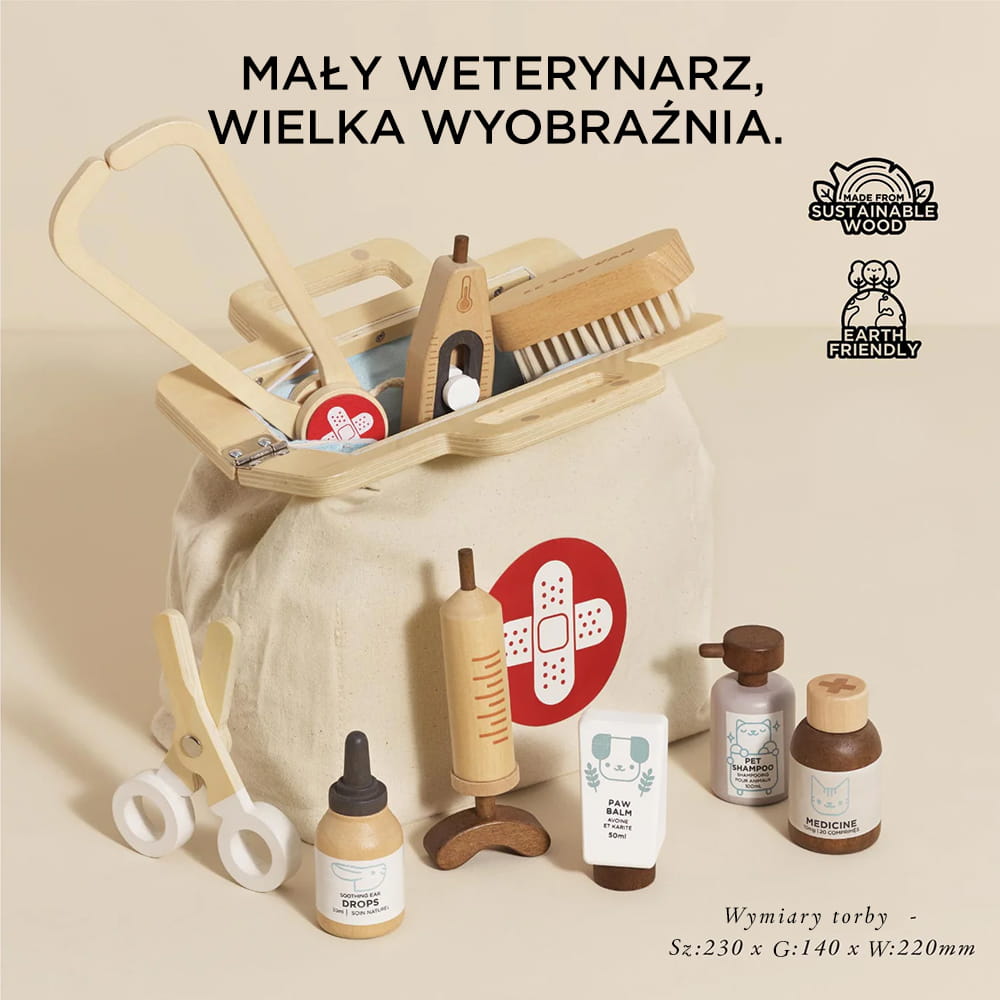 Le Toy Van – Drewniany zestaw lekarza weterynarza FSC dla dzieci 3+
