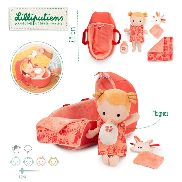 Lilliputiens Lalka Dzieciątko Lena z gondolą 12m+
