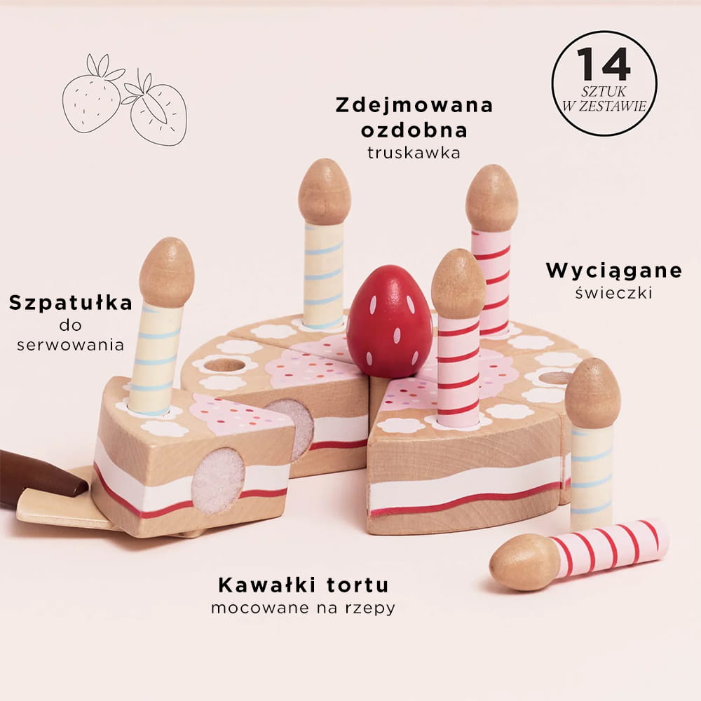 Le Toy Van Drewniany Tort Urodzinowy ze Świeczkami 3+