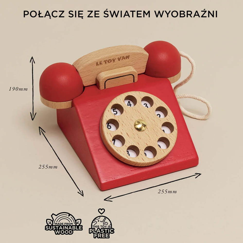 Le Toy Van Drewniany Telefon Vintage Retro 3+