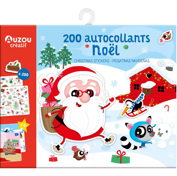 Auzou Zestaw 200 Naklejek Święty Mikołaj 3+