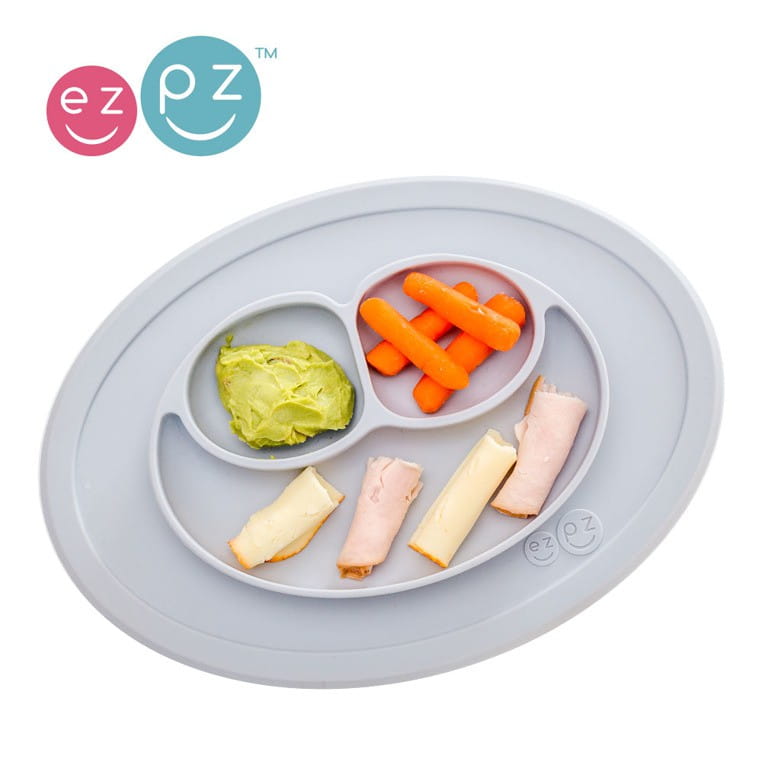 EZPZ Mini Mat Talerzyk z Podkładką 2w1 Pastelowy Szary