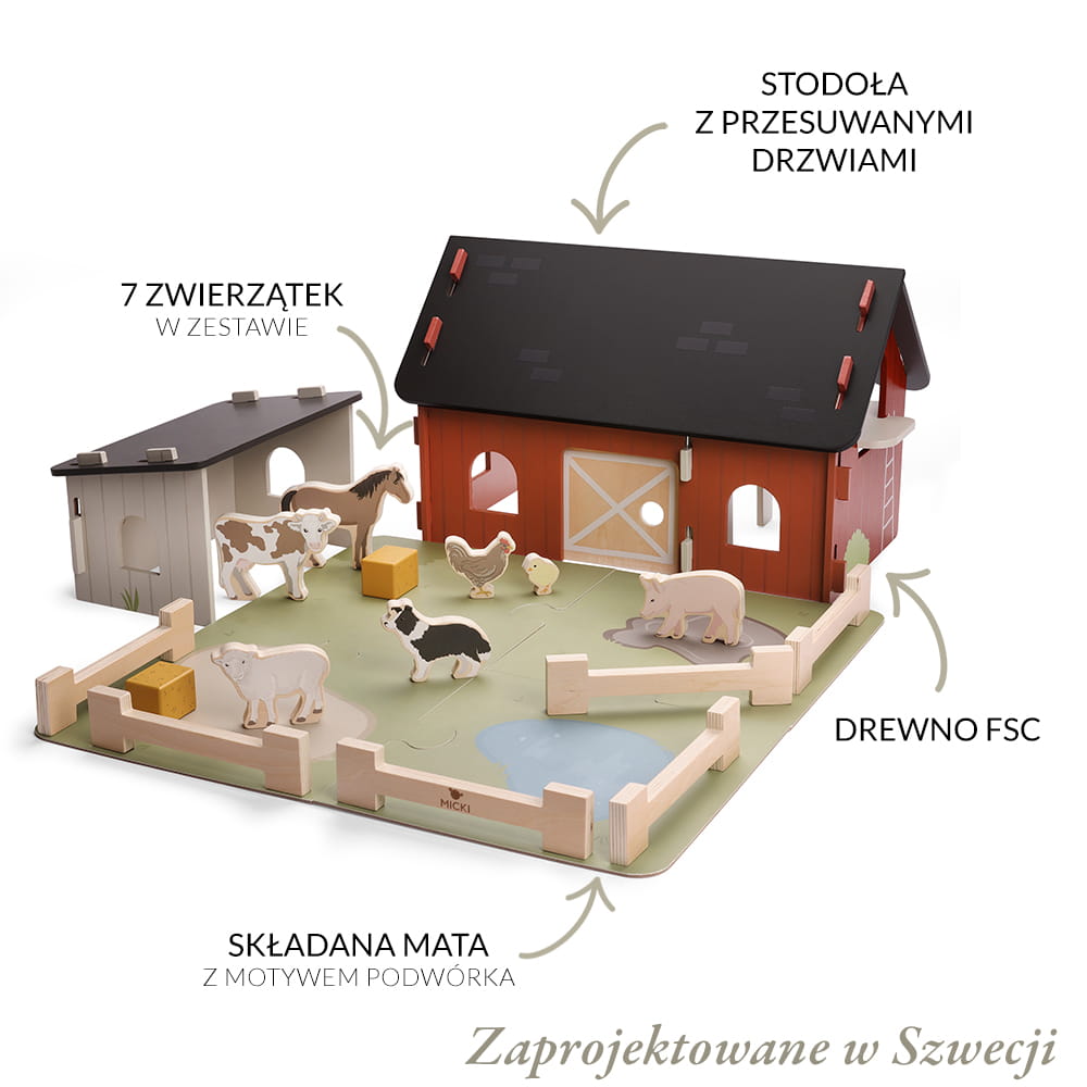 Micki Drewniana Farma z Akcesoriami 12+ el.