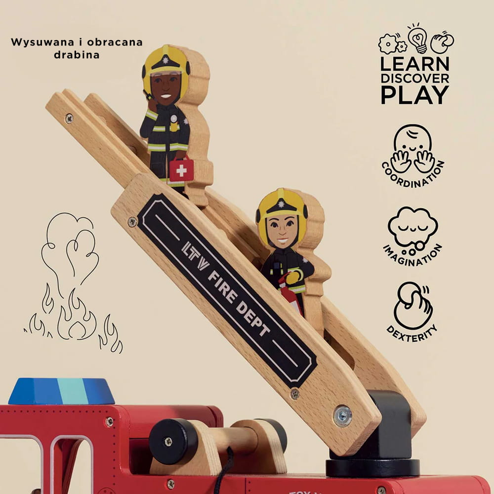 Le Toy Van Wóz Strażacki Drewniany z Figurkami 3+ | Edukacyjny