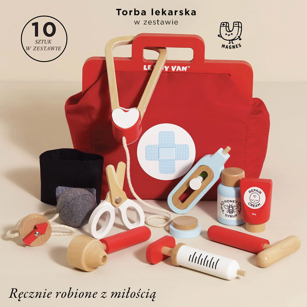Drewniany zestaw lekarza do zabawy i odgrywania ról | Le Toy Van