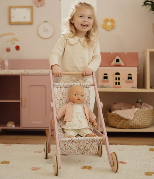 Little Dutch – Drewniany wózek dla lalek FSC – stylowy wózeczek dla dzieci 3+