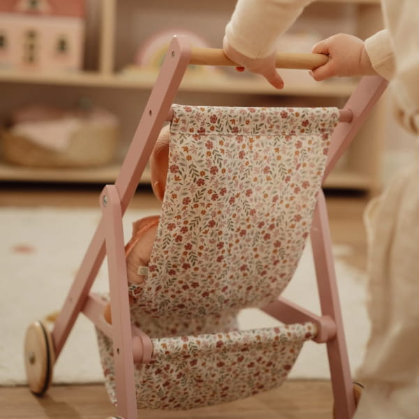 Little Dutch – Drewniany wózek dla lalek FSC – stylowy wózeczek dla dzieci 3+