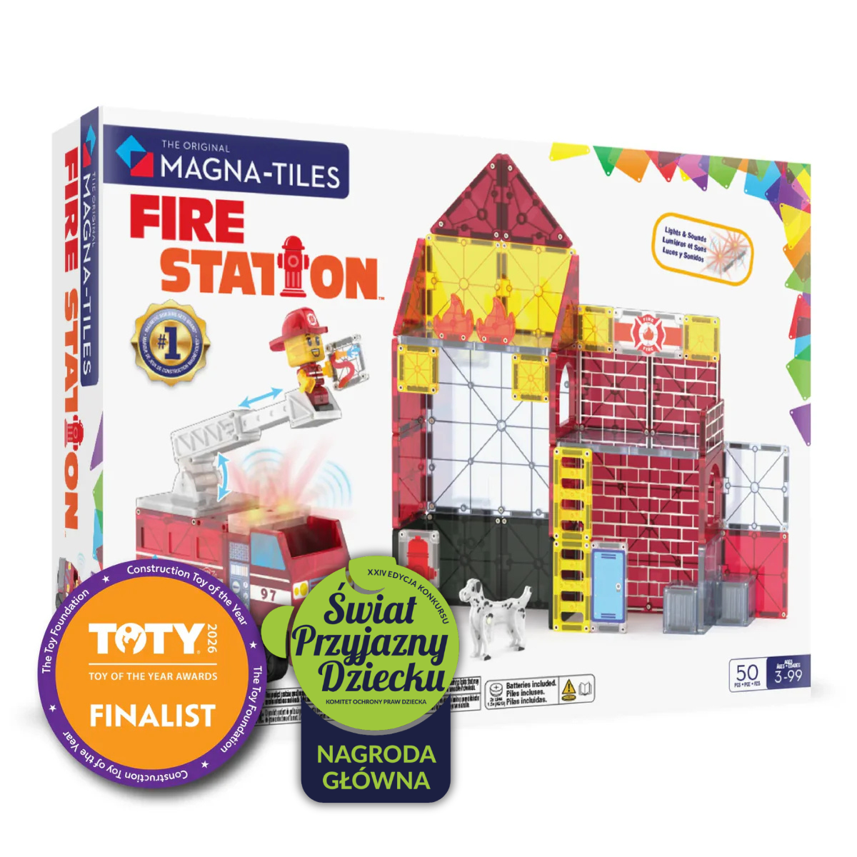 Magna-Tiles Klocki Magnetyczne Stacja Strażacka 50el 3+